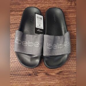 Bebe Slide Sandals with Sparkling Logo